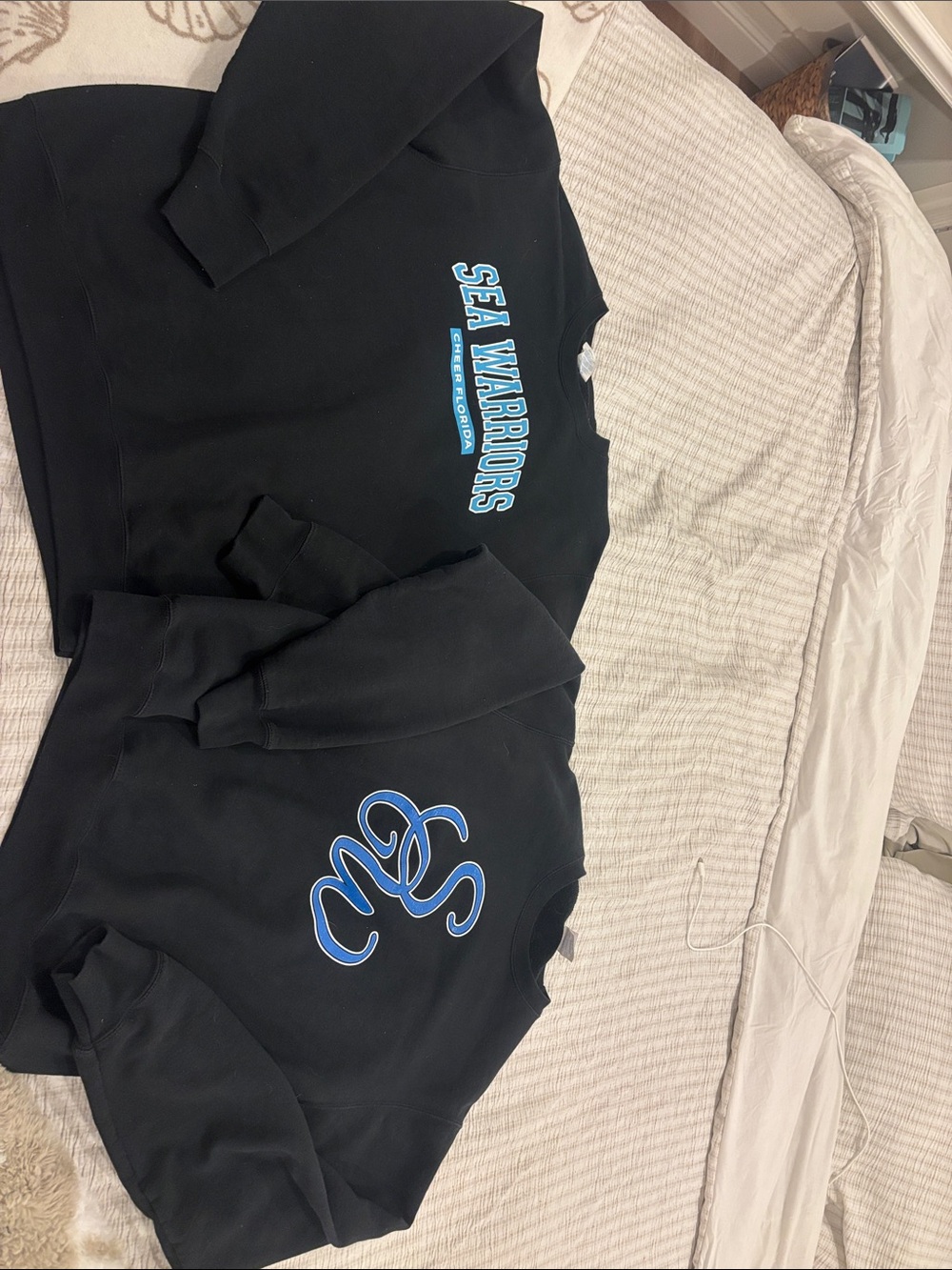 Port and Company Black Sweatshirt with Blue "Sea Warriors" Graphics